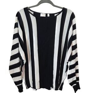 Cyrus Striped Knit Sweater Women's‎ Small Black White Long Sleeve Pullover